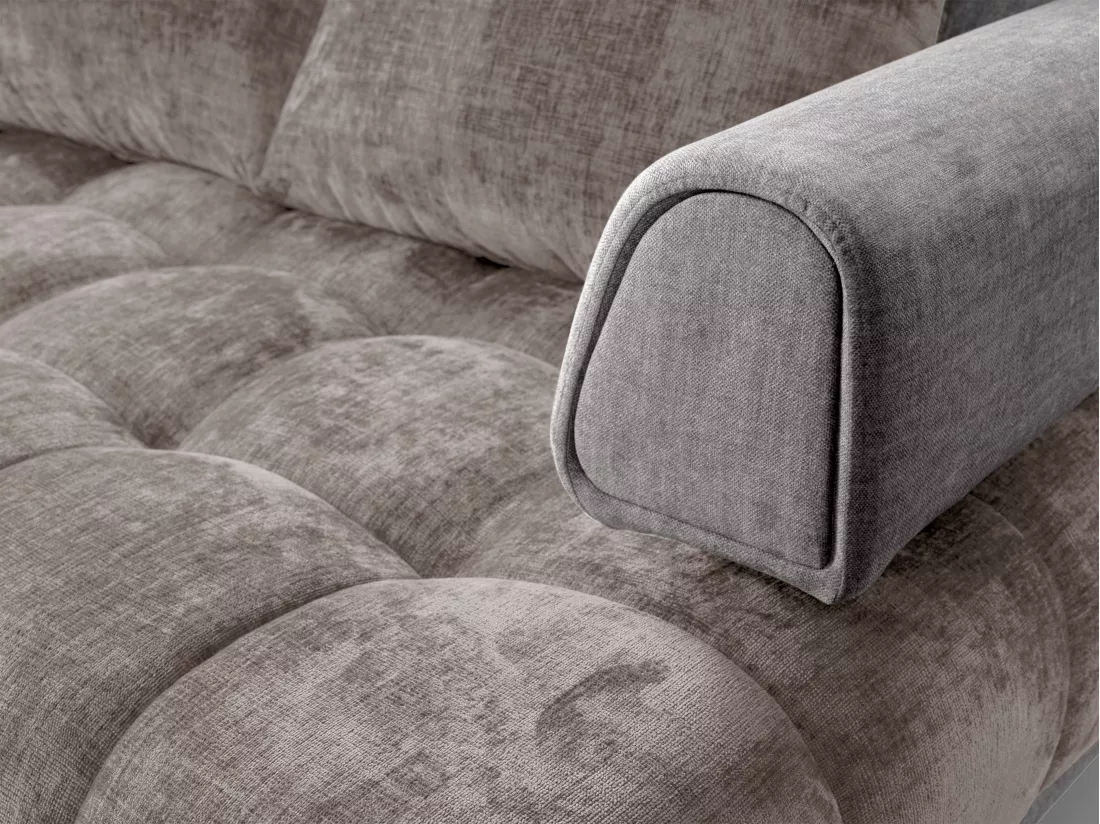Canapé d'angle gauche en tissu et velours gris NIVORIA