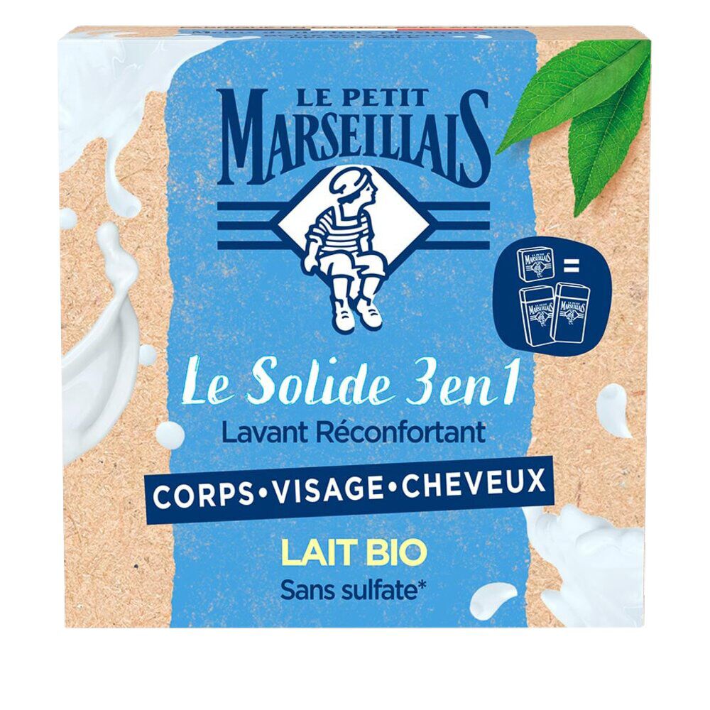 Savon solide 3-en-1 Le Petit Marseillais lait bio sans sulfate