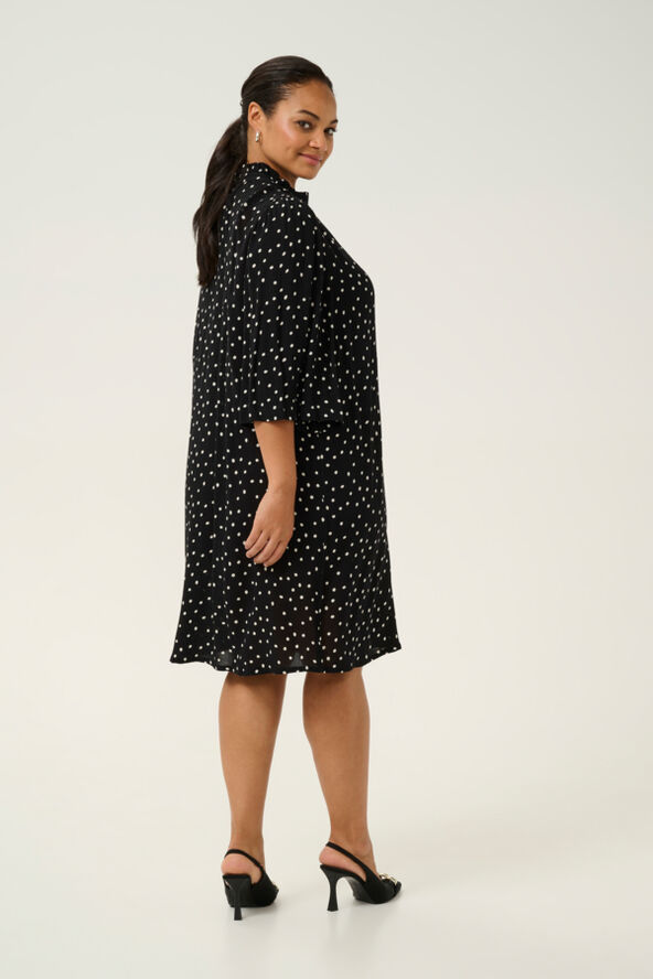 Kaffe Curve KCvilna Ami Shirt Dress Black/white dot