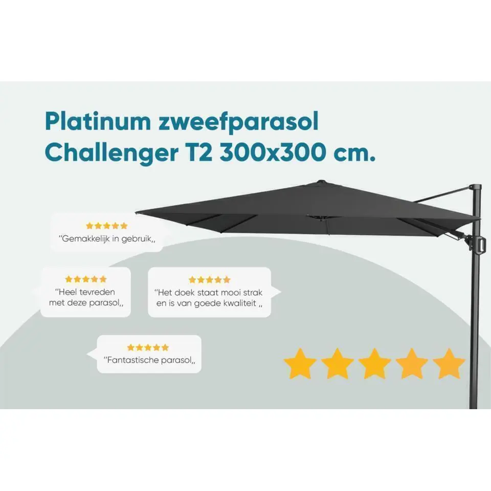 Platinum Challenger Zweefparasol T2 premium - 3x3 m. Lush Green