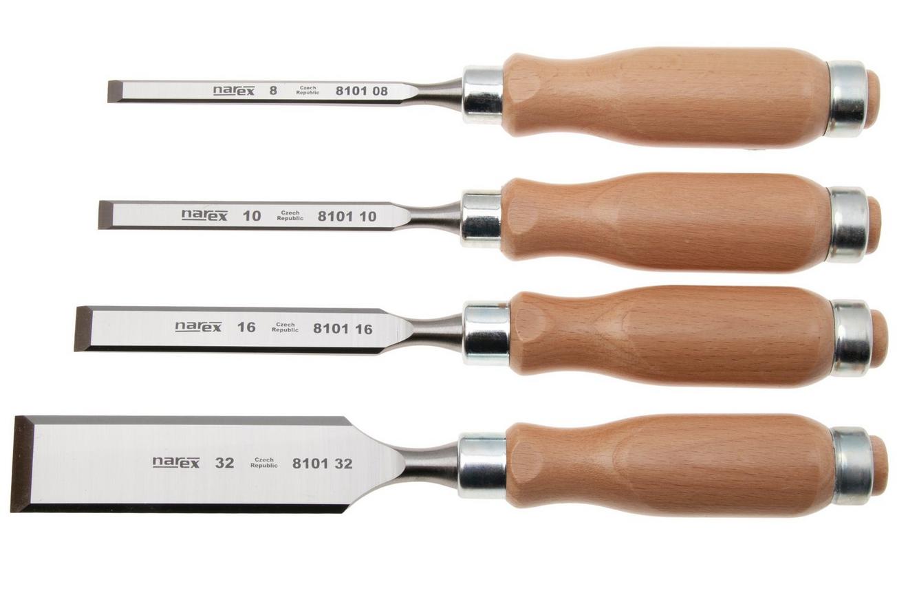 Narex Wood Line Profi Bevel Edge Chisel Set 863110, beitelset 8-10-16-32 mm, 4-delig