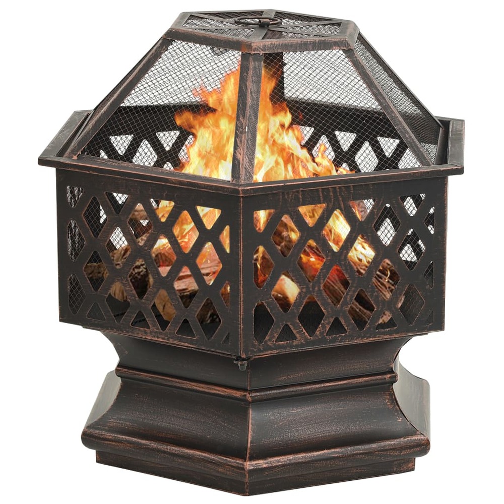 Foyer rustique avec tisonnier 62x54x56 cm xxl acier