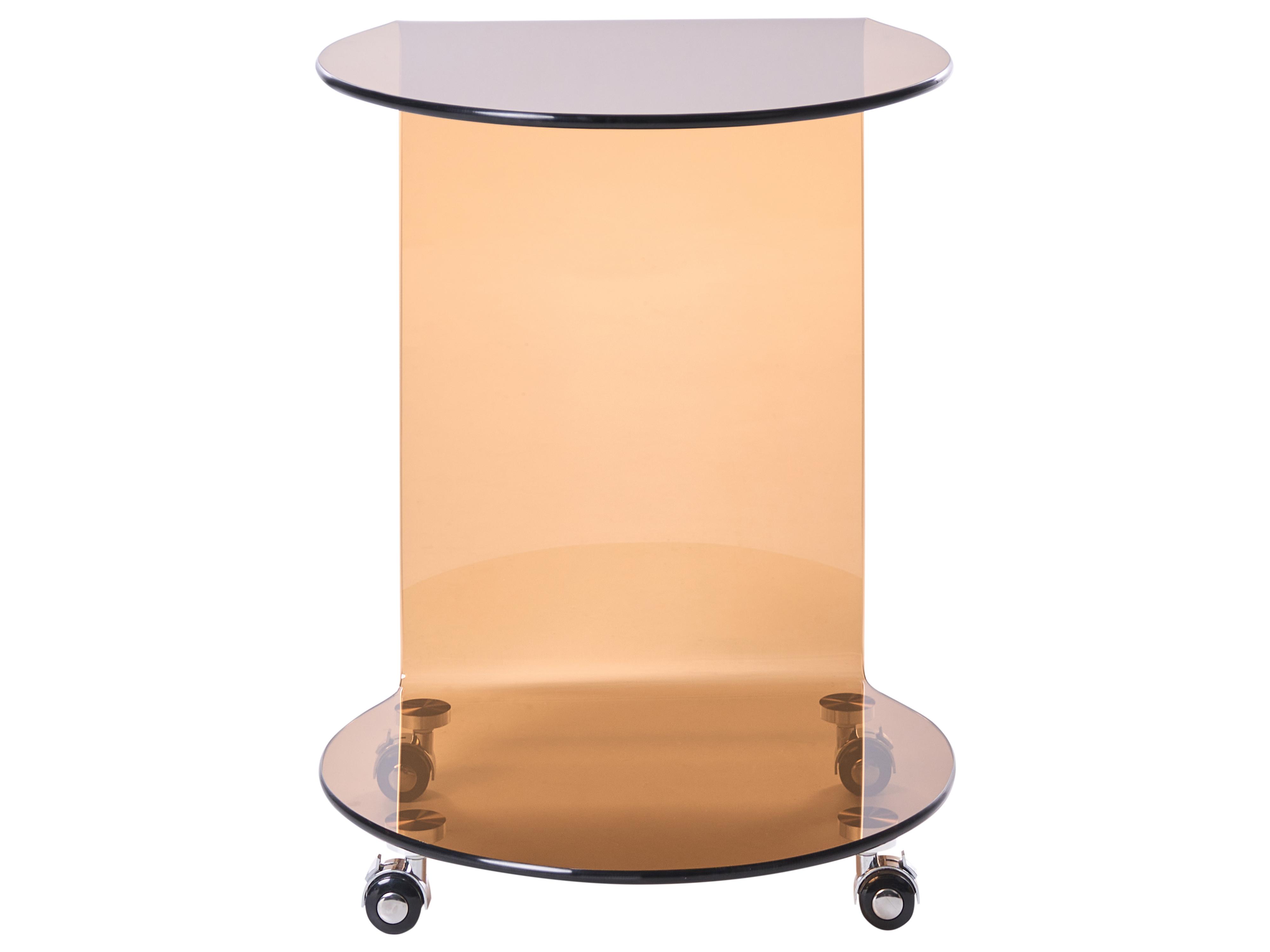 Bijzettafel MINTO Veiligheidsglas Bruin met wielen