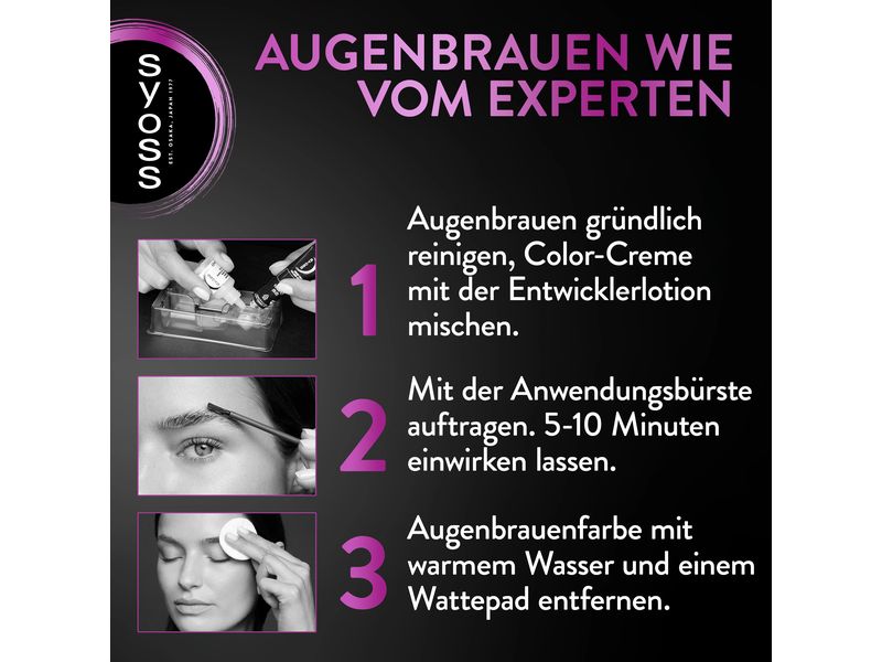 Syoss Augenbrauenfarbe 6-1 Dunkelblond Dauerhafte Augenbrauenfarbe mit Anwendungsbürste
