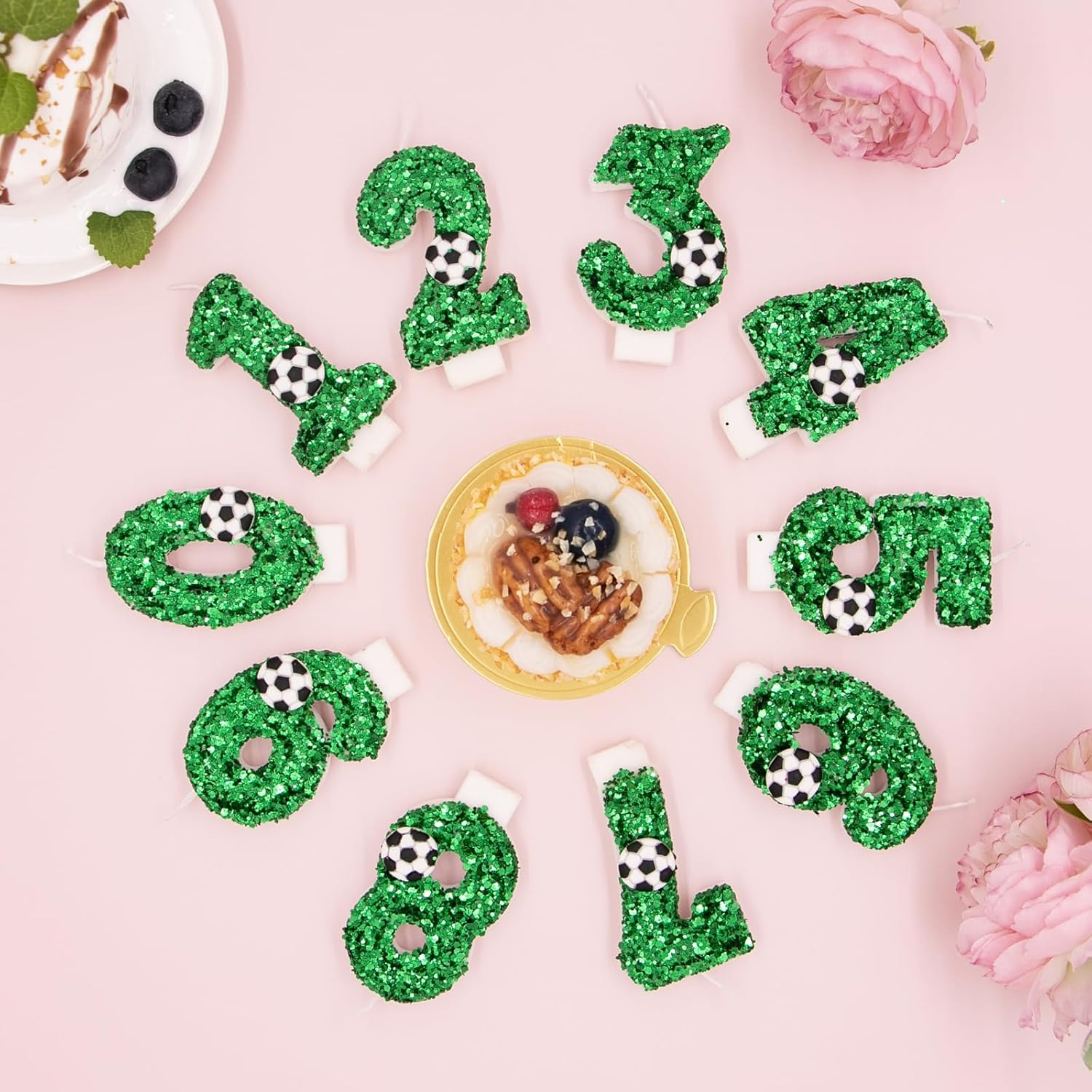 Zahlen Geburtstags Kerze Fussball Kuchenstecker Happy Birthday Deko für Torten / Kuchen - Zahl 9 / Grün