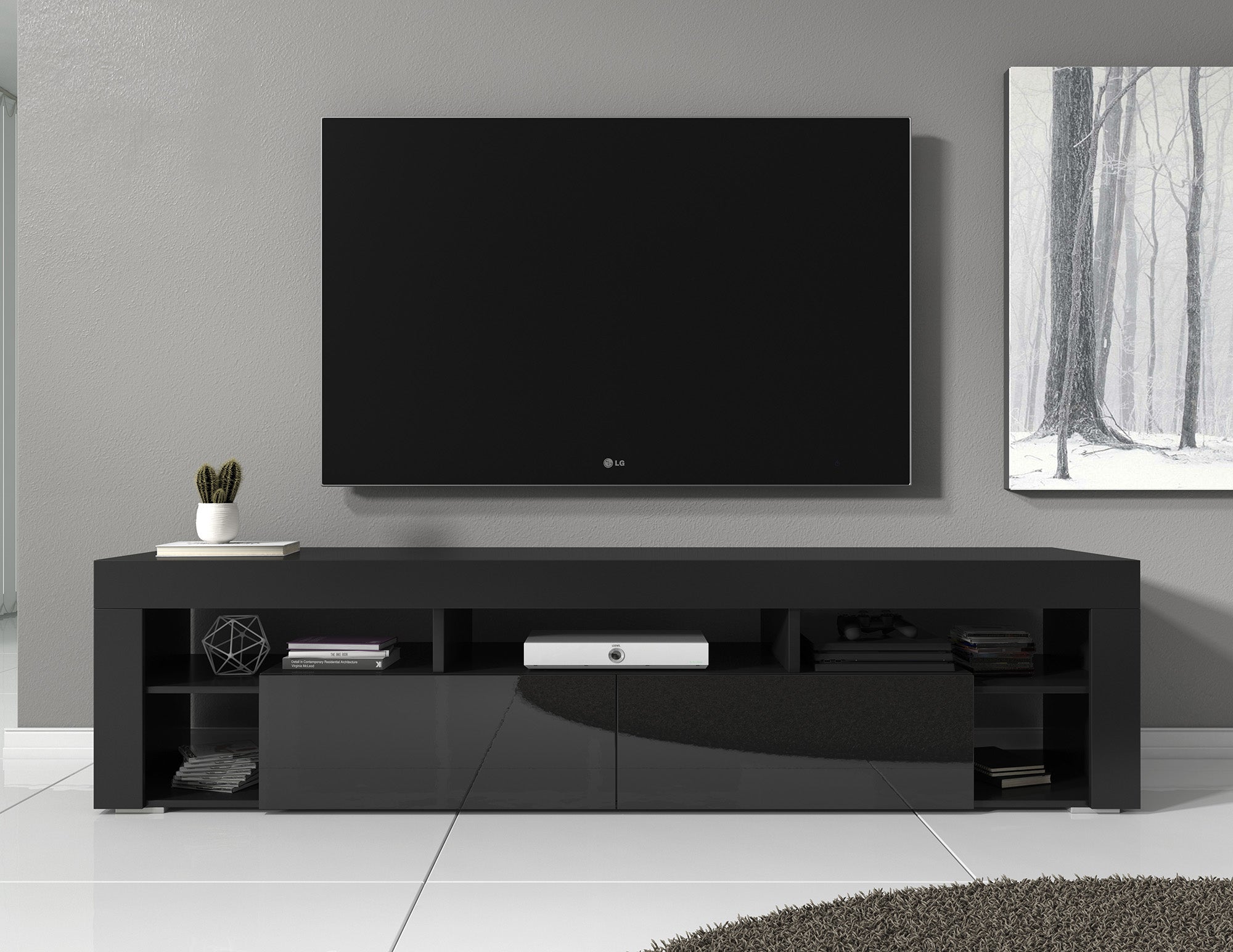 Fancy - TV-Meubel - Zwart - 200 cm