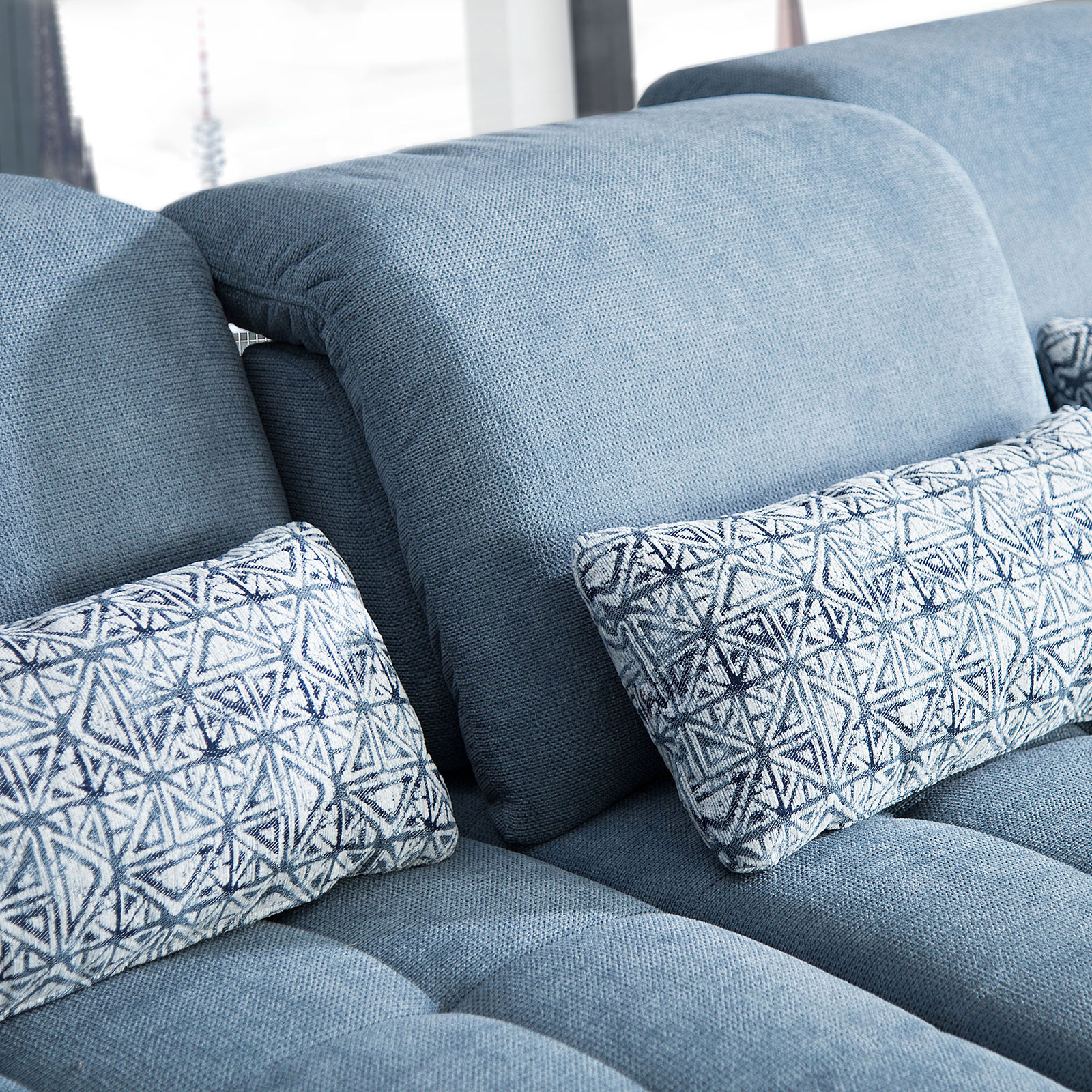 Ecksofa - blau - Recamiere rechts - Basismodell