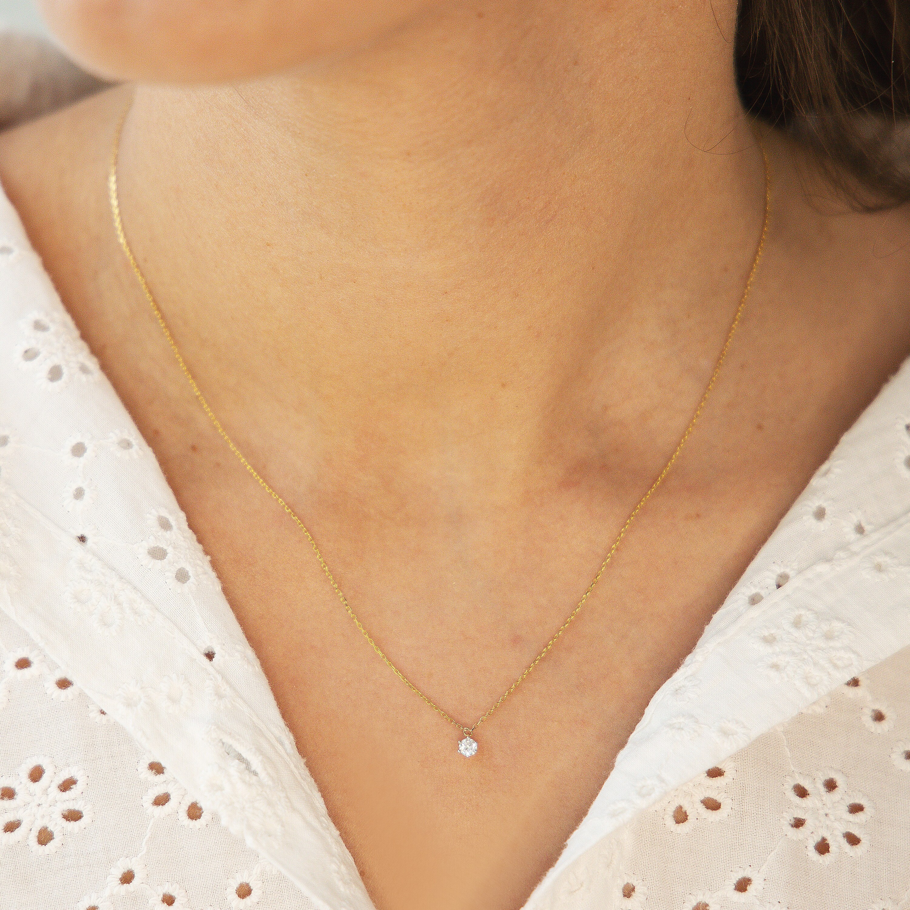 Diam Addict Halskette 585 Gelbgold mitim Labor gezüchtetem Diamanten