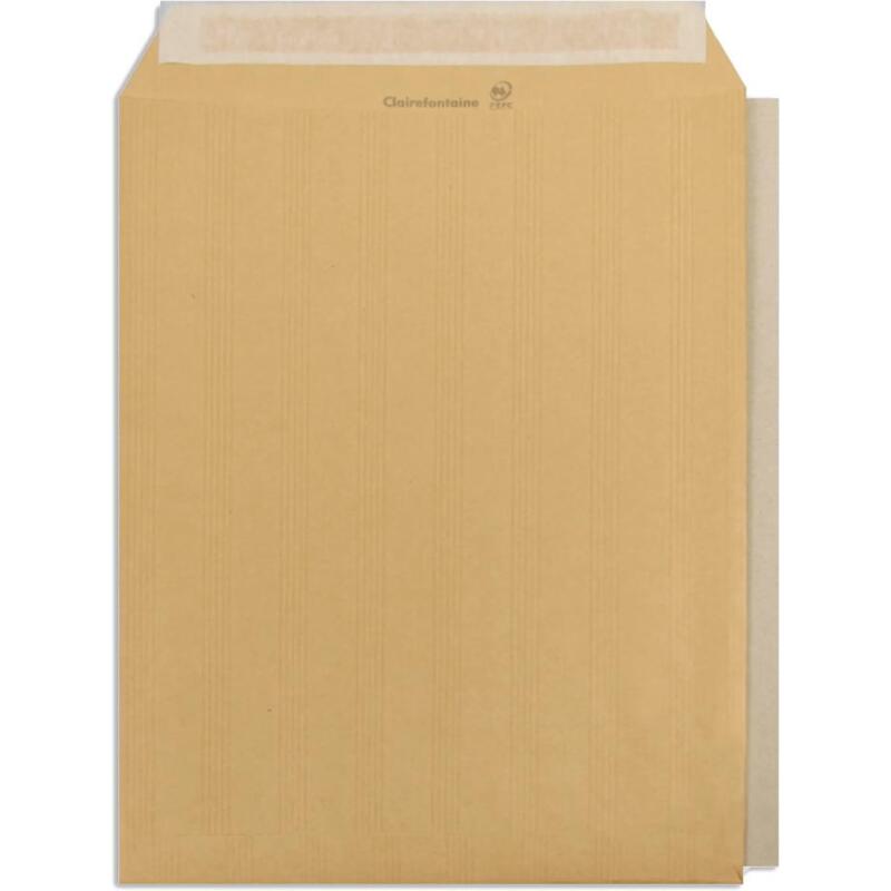 Boite de 100 Pochettes Kraft Adour Brun avec Dos Rigide en Carton 24-260x330 mm - Auto-Adhésives - 90g/m2 - Brun