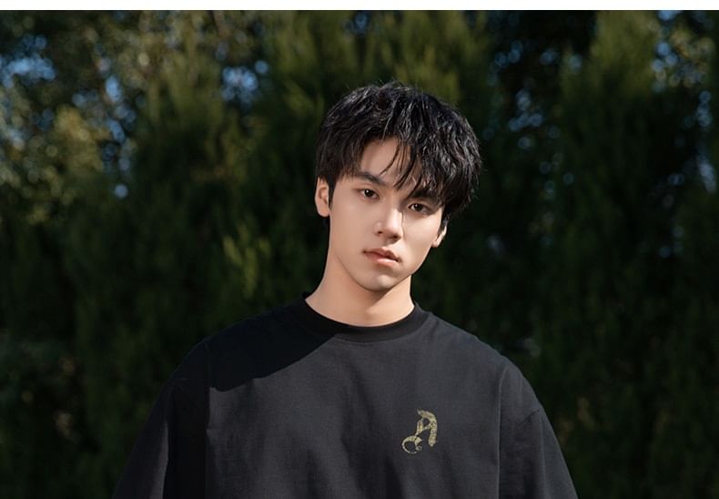 Really Point - Koppel bijpassende korte mouwen ronde hals drop schouder letters print oversized T-shirt