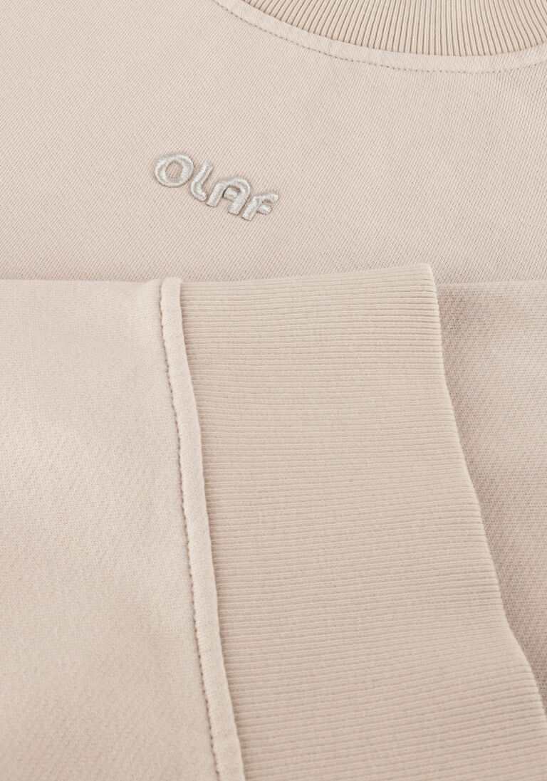 beige olaf hussein sweater wmn retro logo crewneck