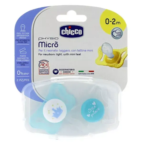 Chicco Physio Micro Sucette +0m Dragon Couronne Lot de 2