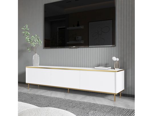 CONCEPT1 - Meuble TV Imaj blanc or 180 x 35 x h45,2 cm