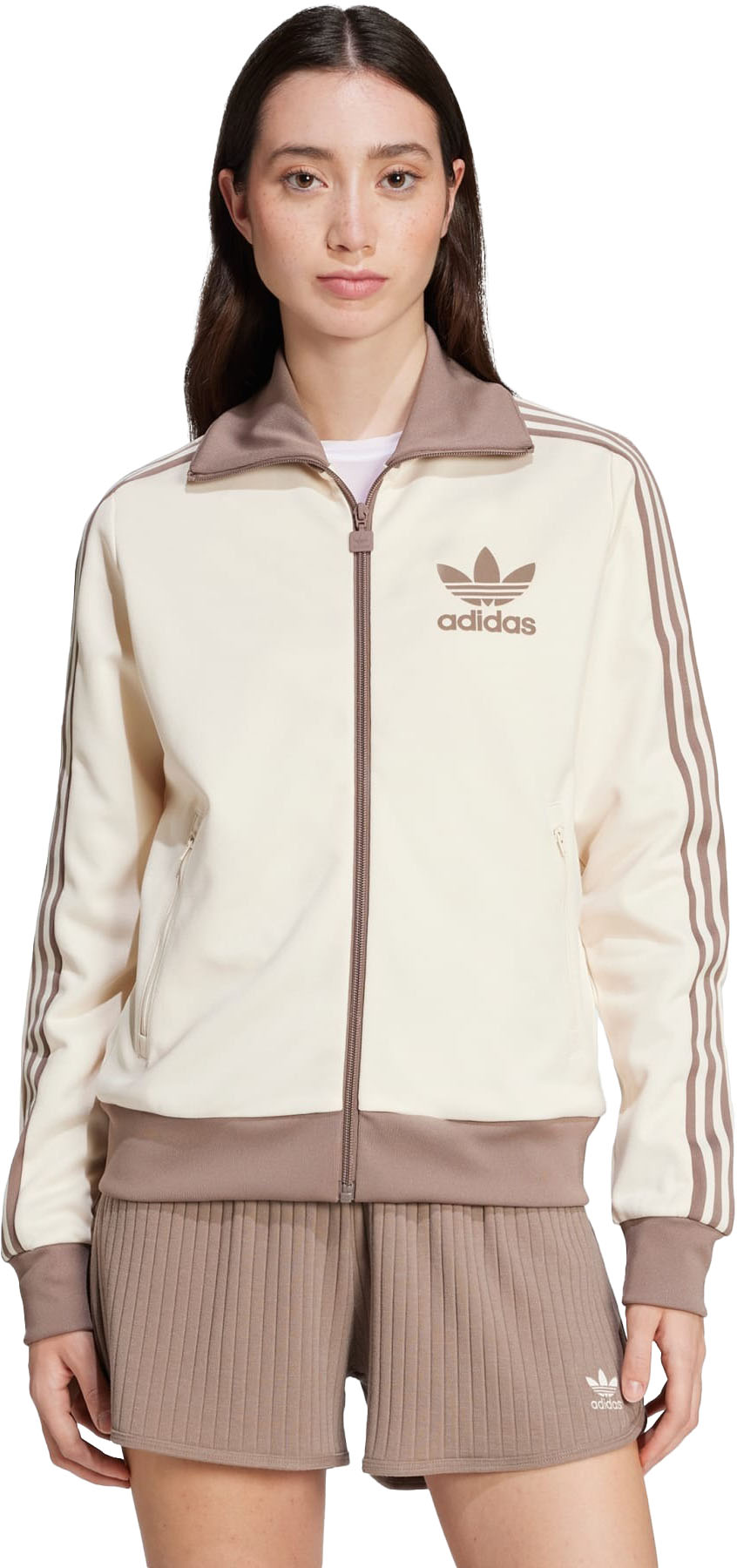 Beckenbauer Track Top Dame Wonder White/Trace Brown