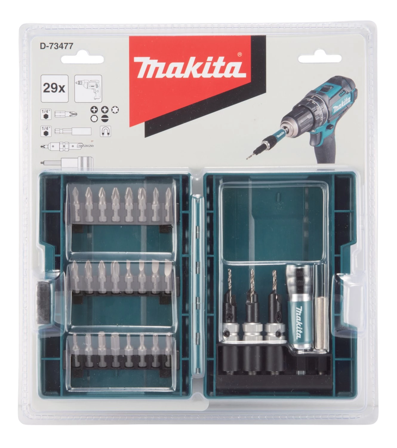 Makita D-73477 29-delige boor-/schroefbitset met Quad Driver