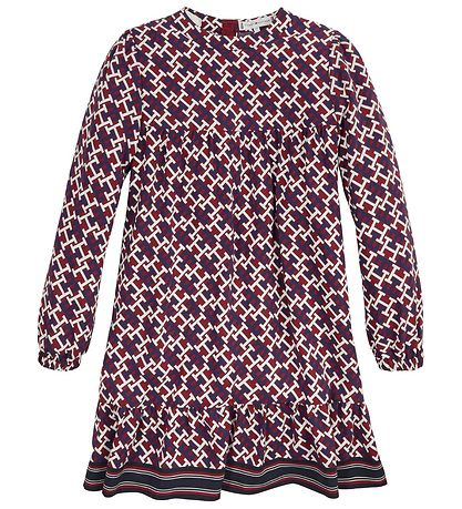 Tommy Hilfiger Kjole - Monogram Aop - R?d/Hvid/Navy