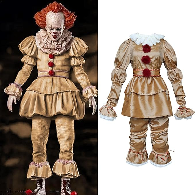 (160-180cm) Fasnachts Erwachsenen Kostüm Horror Clown Verkleidung für Motto Partys / Halloween - Braun