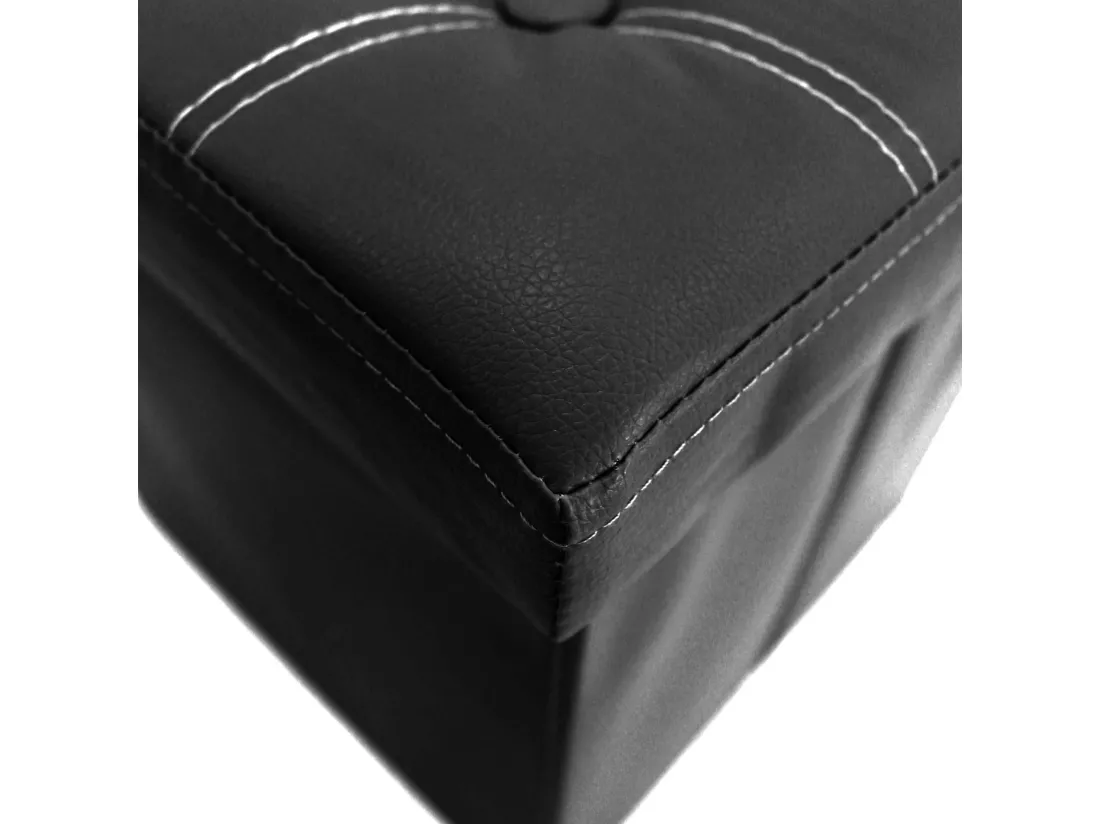 Mobili Rebecca Pouf Coffre de Rangement Carre Synthétique Noir 30x30x30