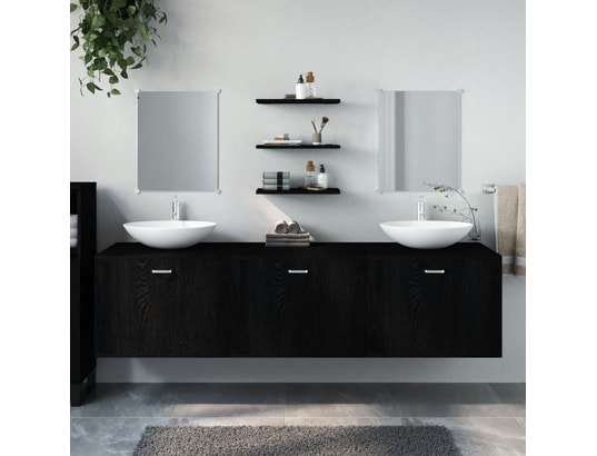 VIDAXL - Ensemble de meubles salle de bain 6 pcs noir bois d'ingénier...