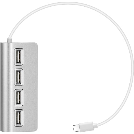 USB-C hub til USB-A 2.0 - sølv