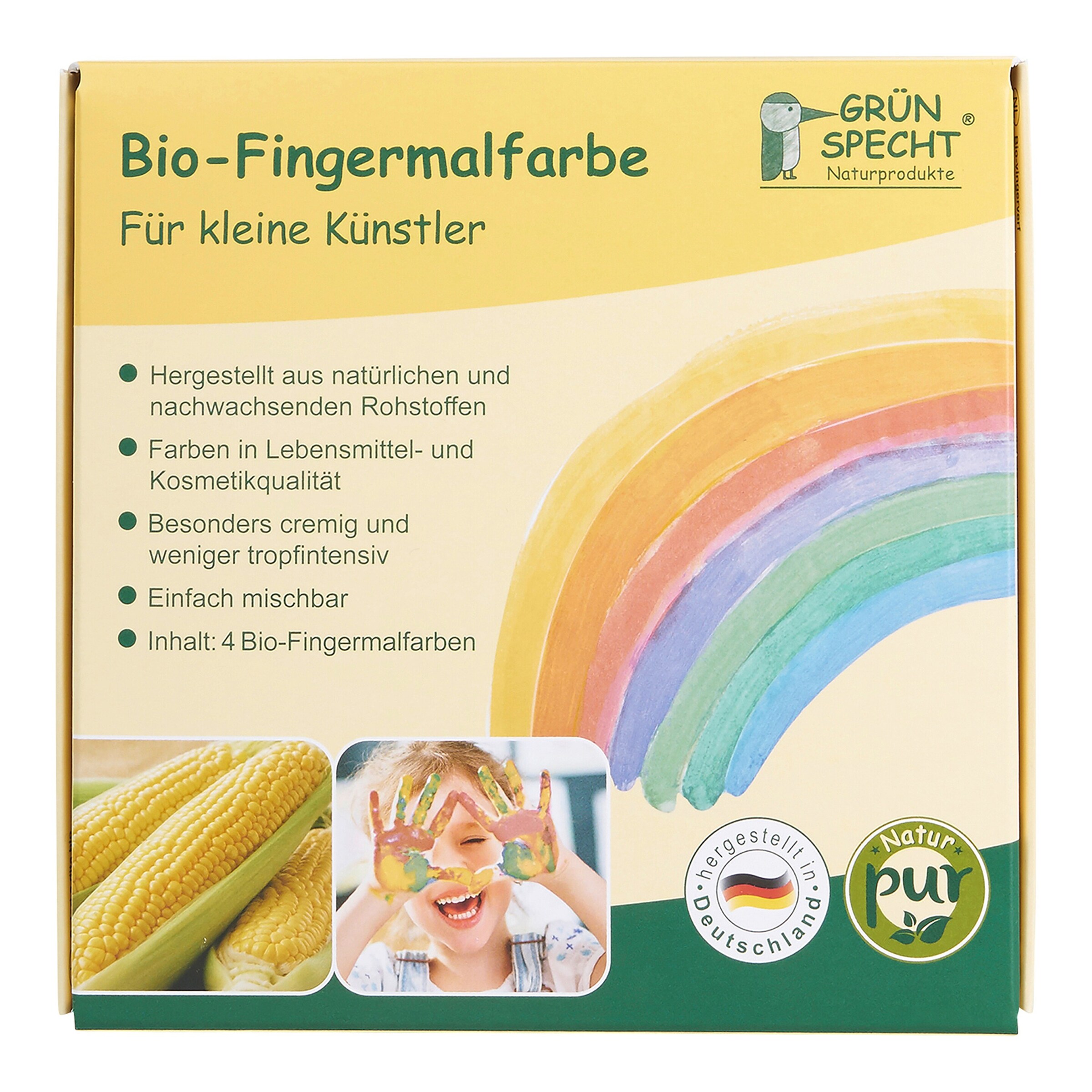 Grünspecht Bio-Fingermalfarbe 4 Farben