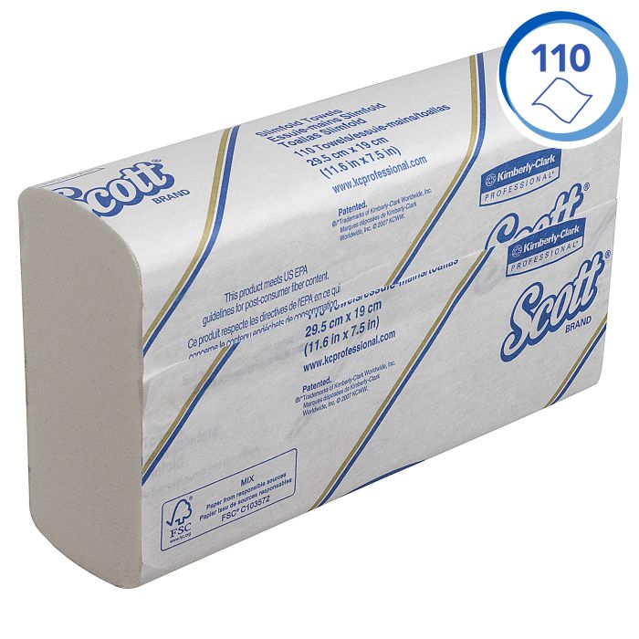 Scott 5856 16 stuks (1760st) Slimfold Handdoeken 1-Laags M-vouw wit (5856)