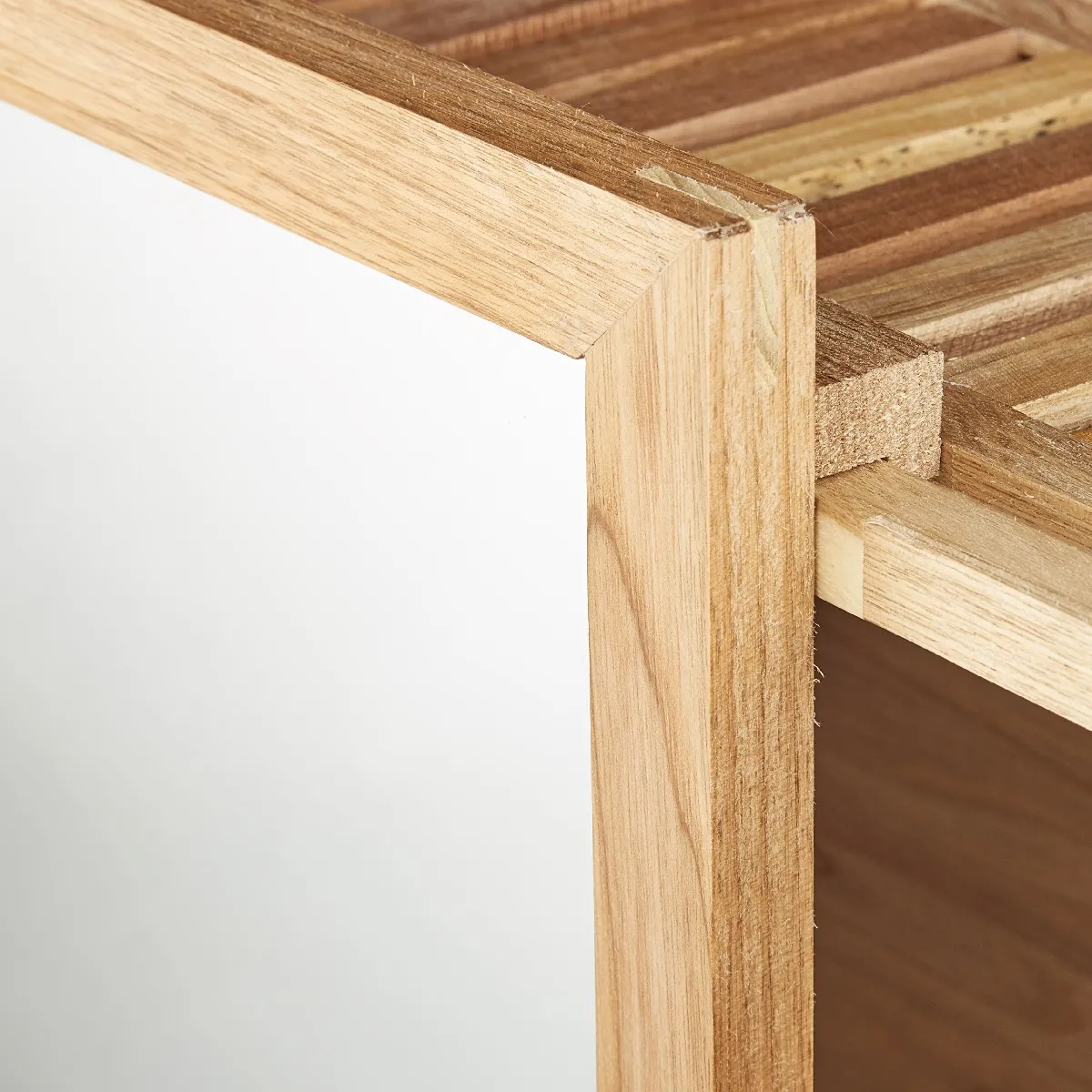 Helloshop26 Étagère Murale avec Miroir Coulissant - Bois de Noyer