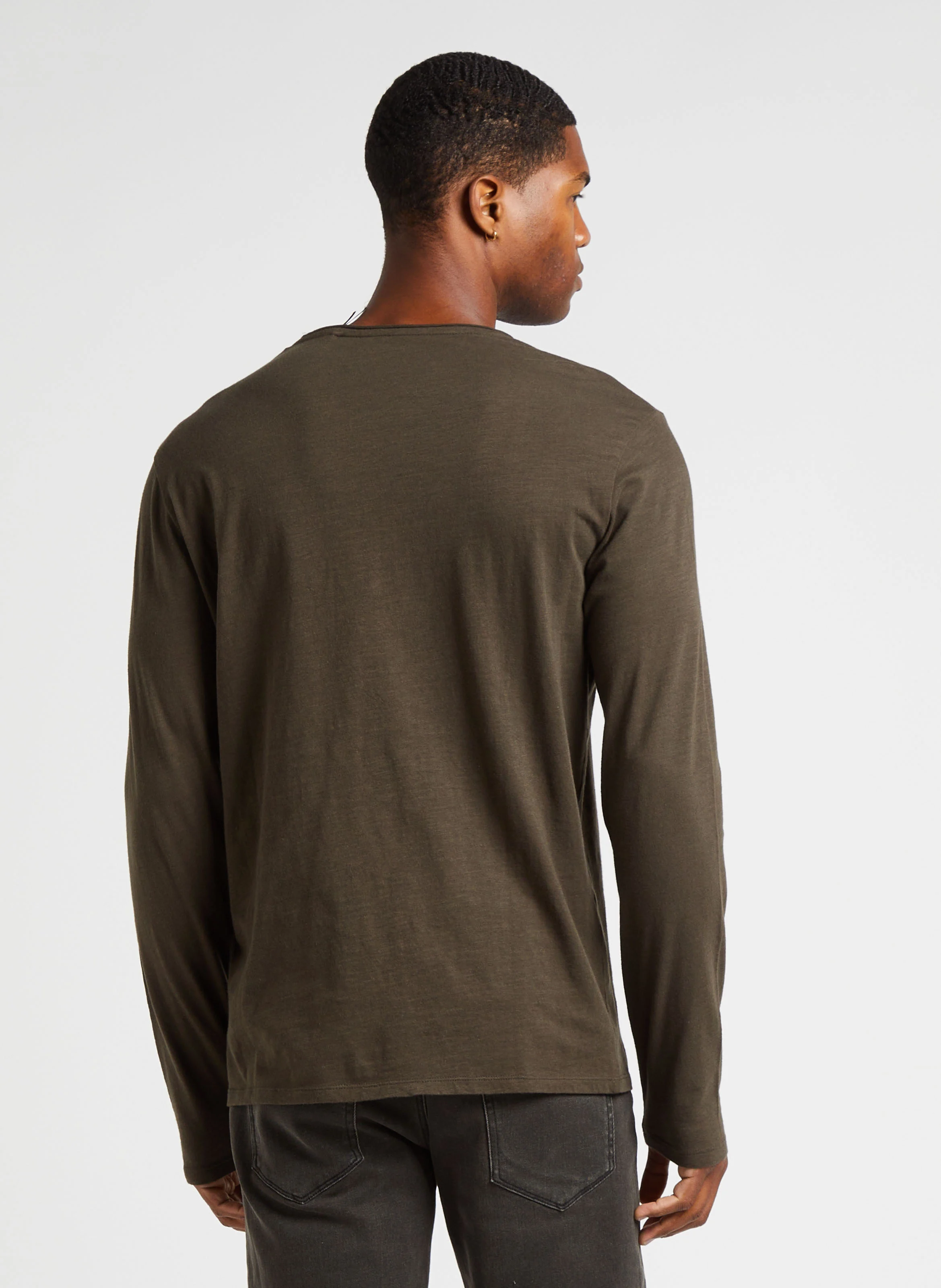Tee-shirt col rond en coton| Kaki