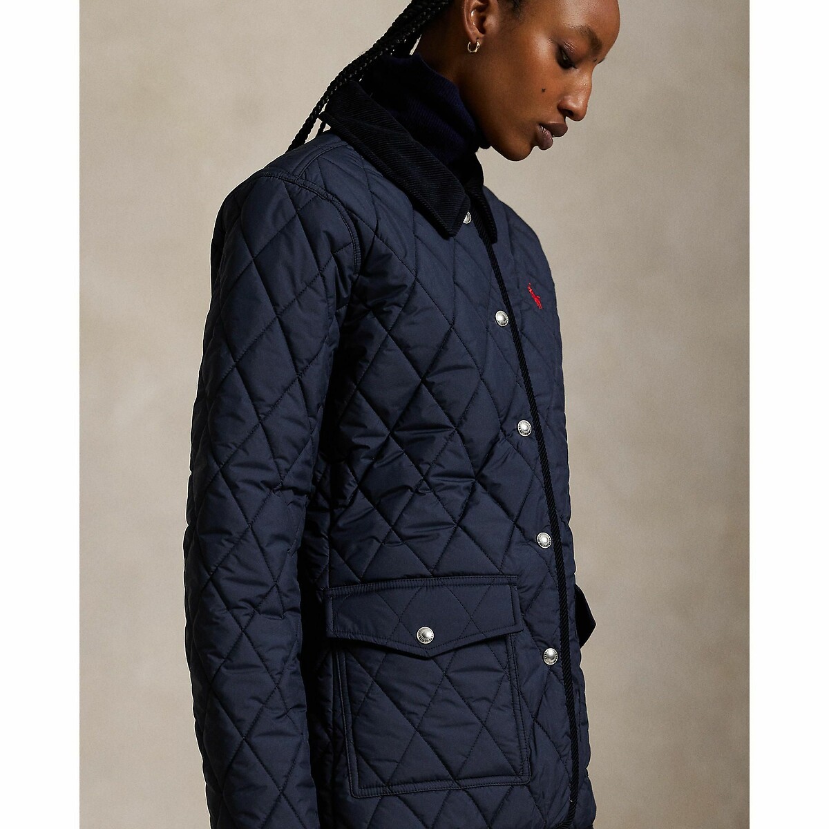 POLO RALPH LAUREN<br>Jaqueta fina acolchoada com estampa xadrez
