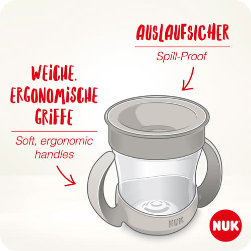 NUK Mini Magic Cup, 160ml, einzigartiger Trinkrand, abdichtende Silikonscheibe, ab 6 Monaten, 1 Stück, Blau