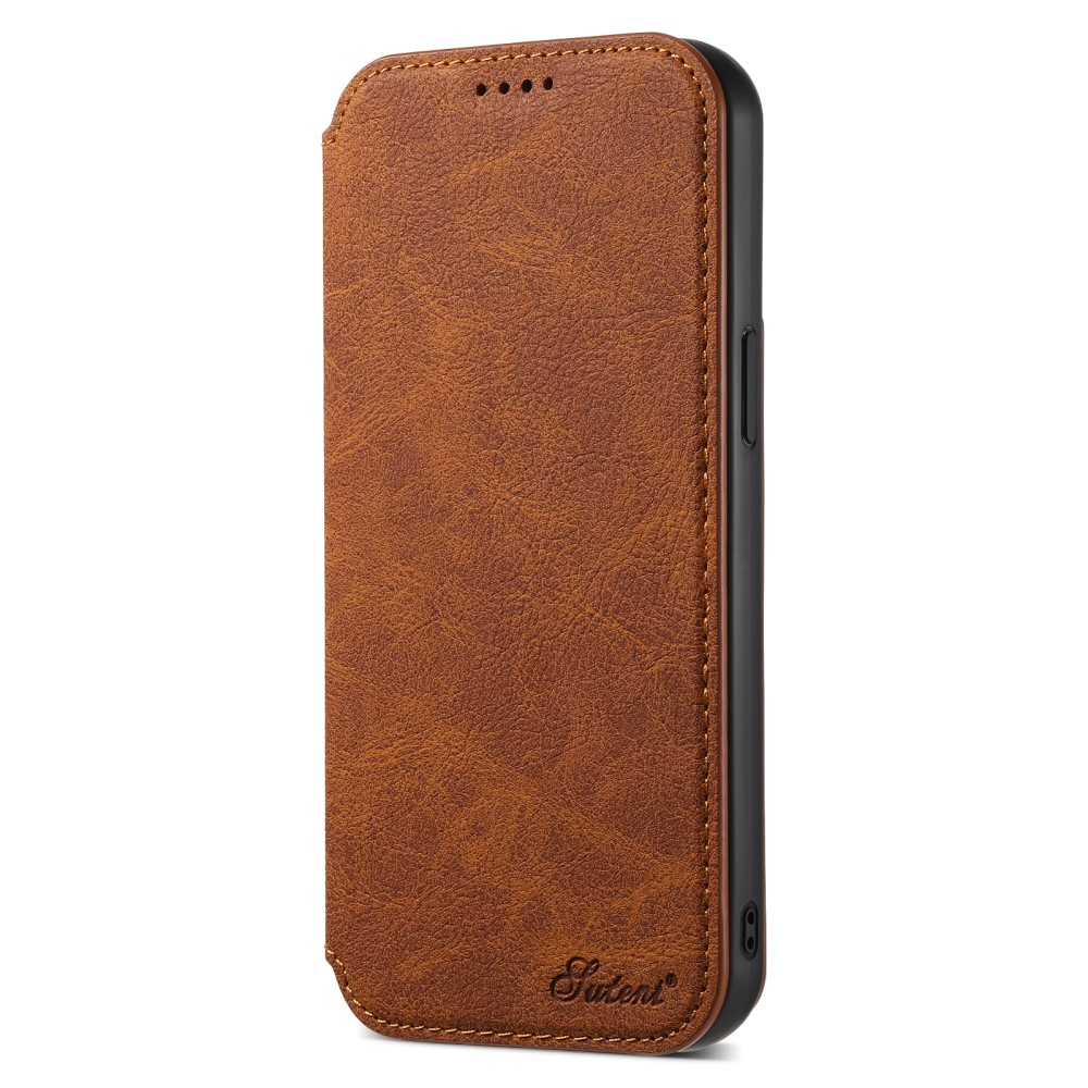 iPhone 14 Pro Max MagSafe Leder Tasche Flip Wallet Cover mit Kartenfächer - Hellbraun