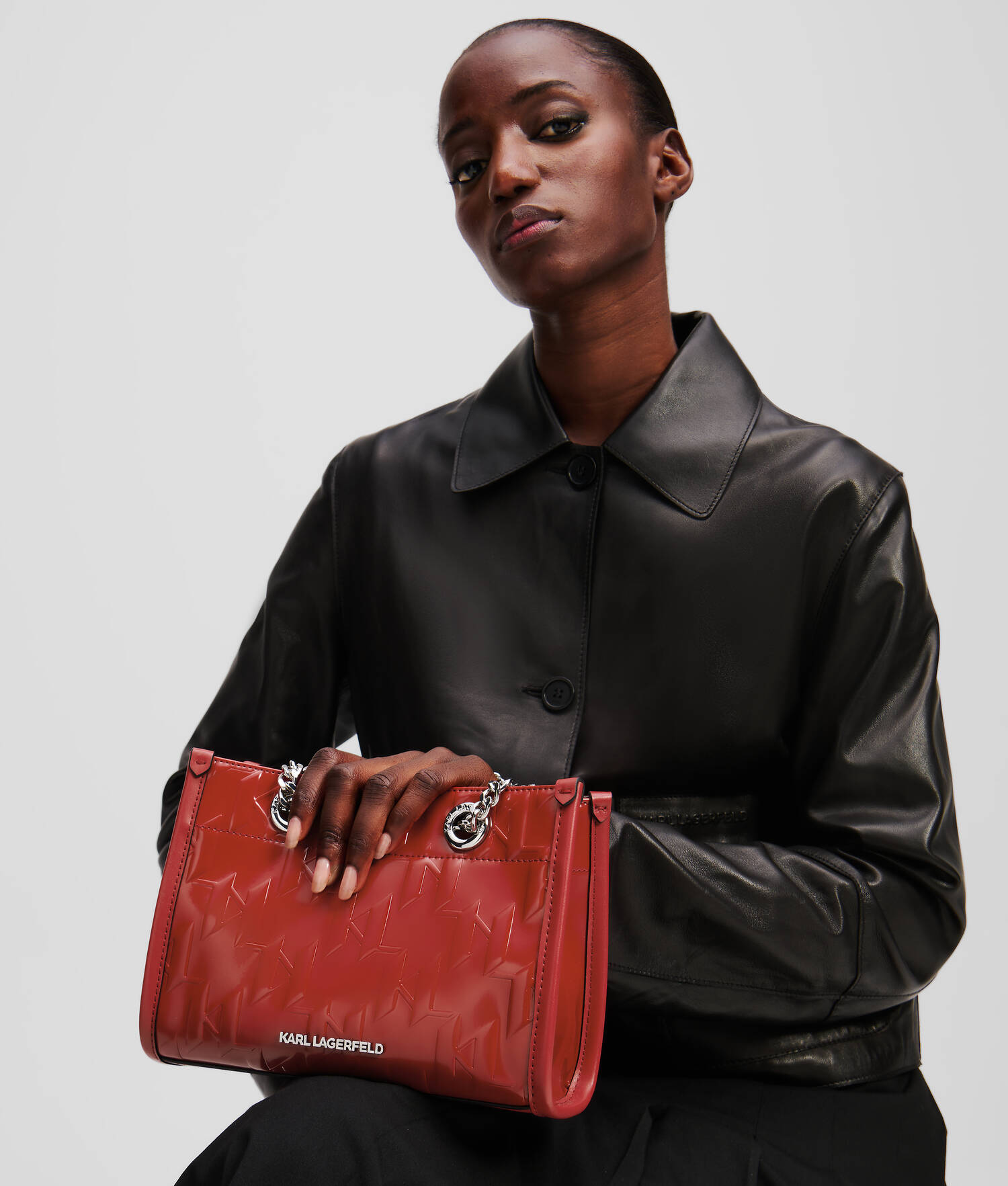 PETIT SAC CABAS BRILLANT K/SKUARE - Rouge Klassic