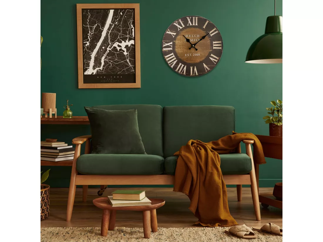 Horloge De Salon Horloge Murale Bois Industrielle 33,8x33,8x4
