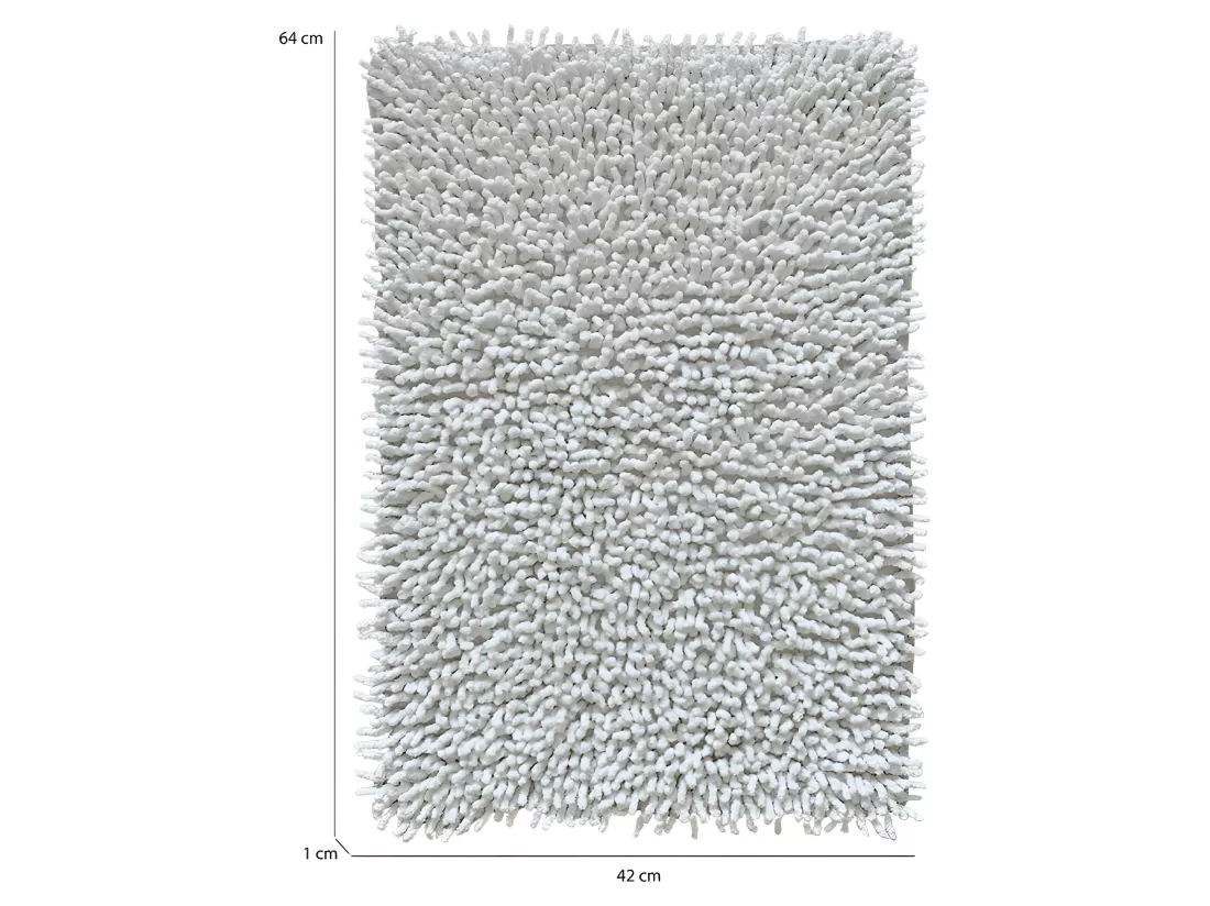 Tapis de salle de bain 40 x 60 cm en coton chenille blanc - NAPOLEON