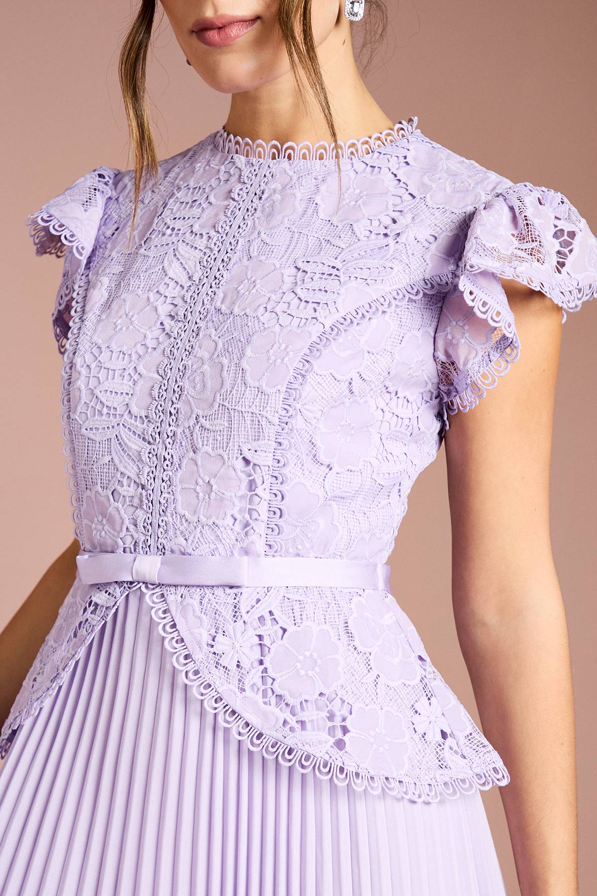 Coast Robe Midi Péplum à Corsage en Dentelle