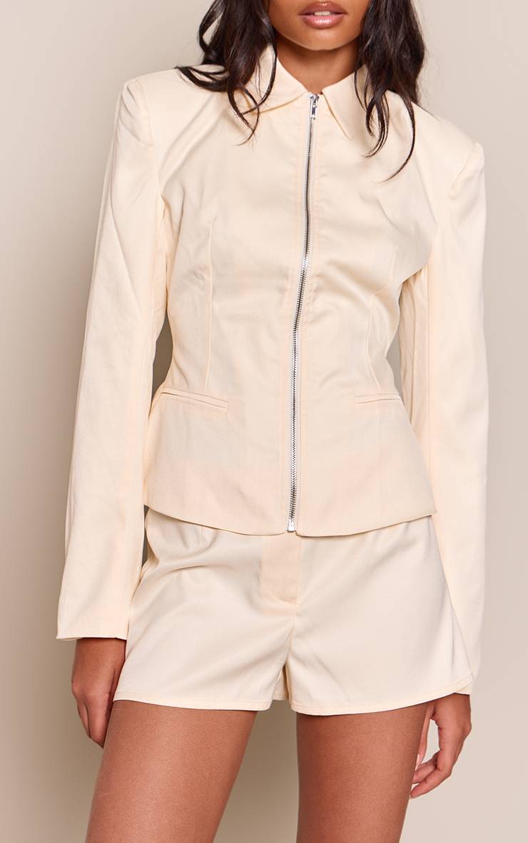 Crème Short Tailleur Taille Haute