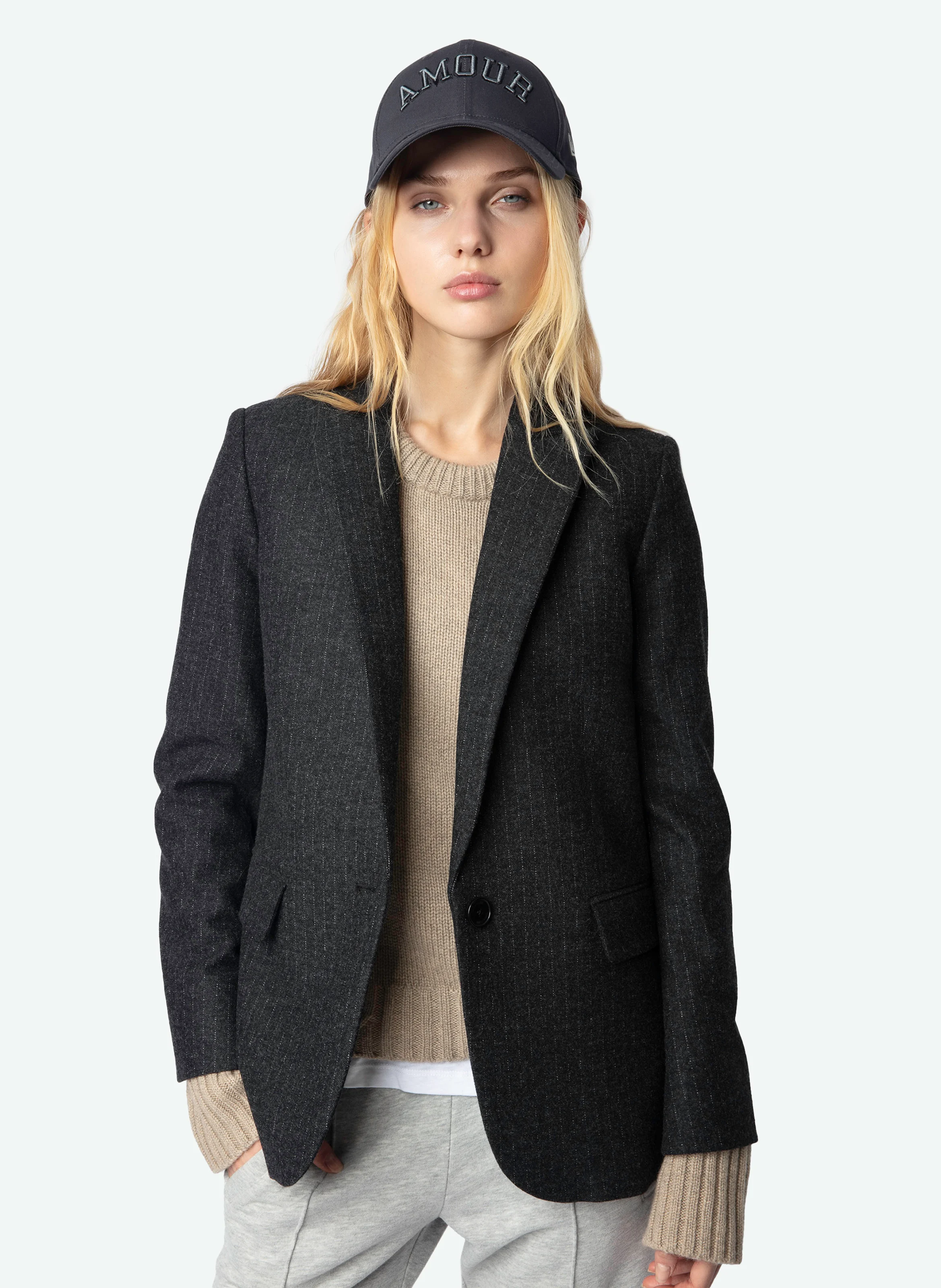VALSE - Veste de tailleur droit à patchs étoiles | Gris