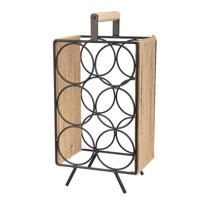 Weinregal für 6 Flaschen - schwarz/braun - ca. 21 x 15 x 43 cm