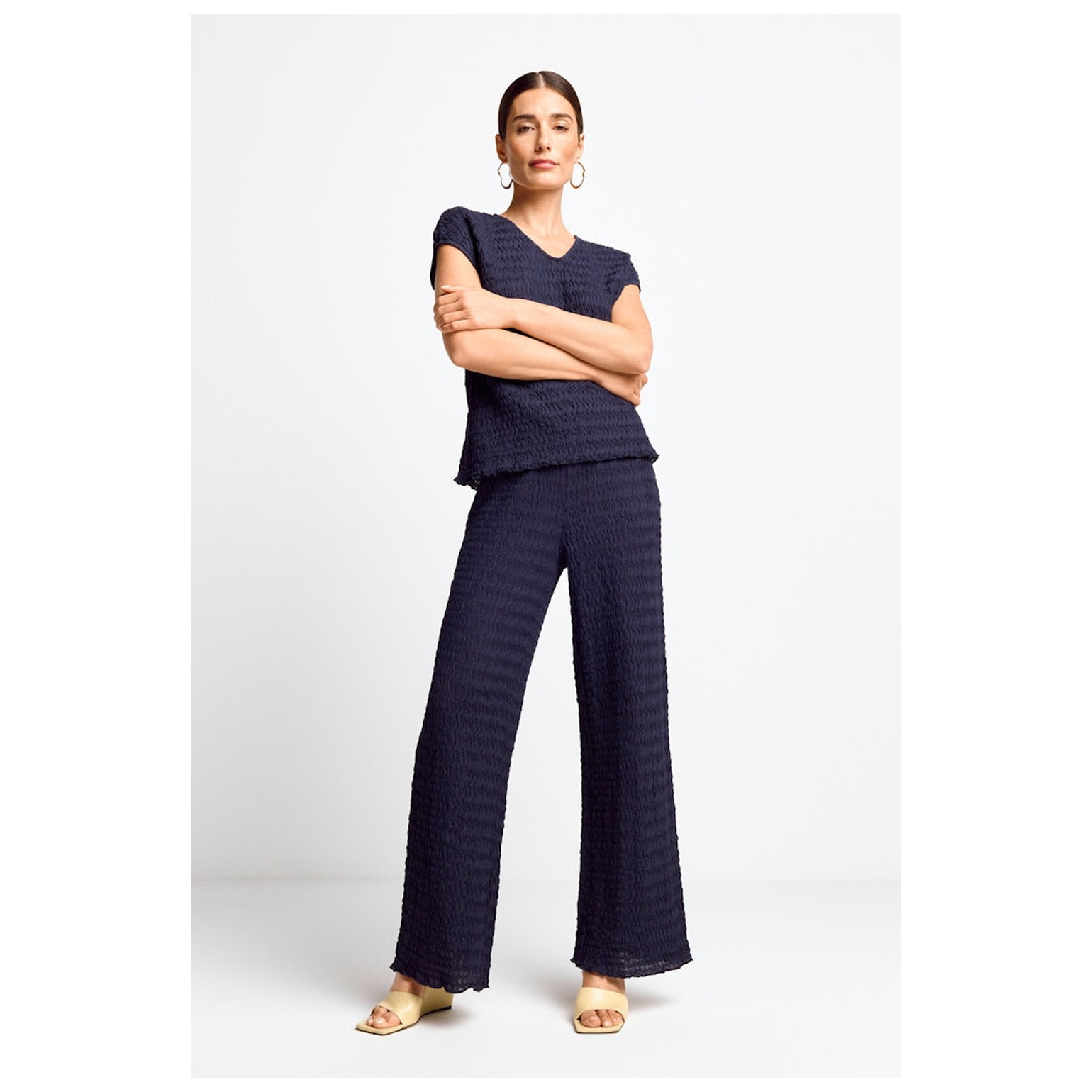 Rich & Royal Crinkled straight leg pants