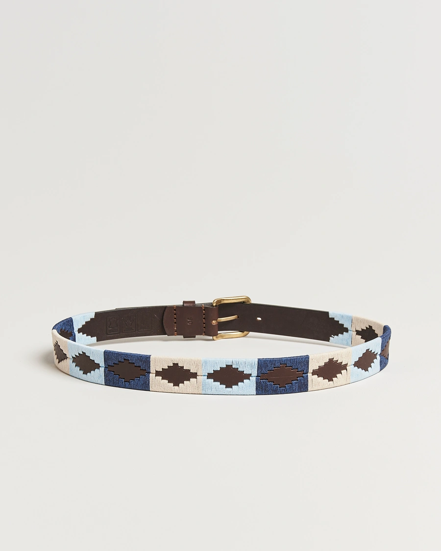 Pampeano Sereno Hand Stitched Classic Leather Belt 3,5cm Blue