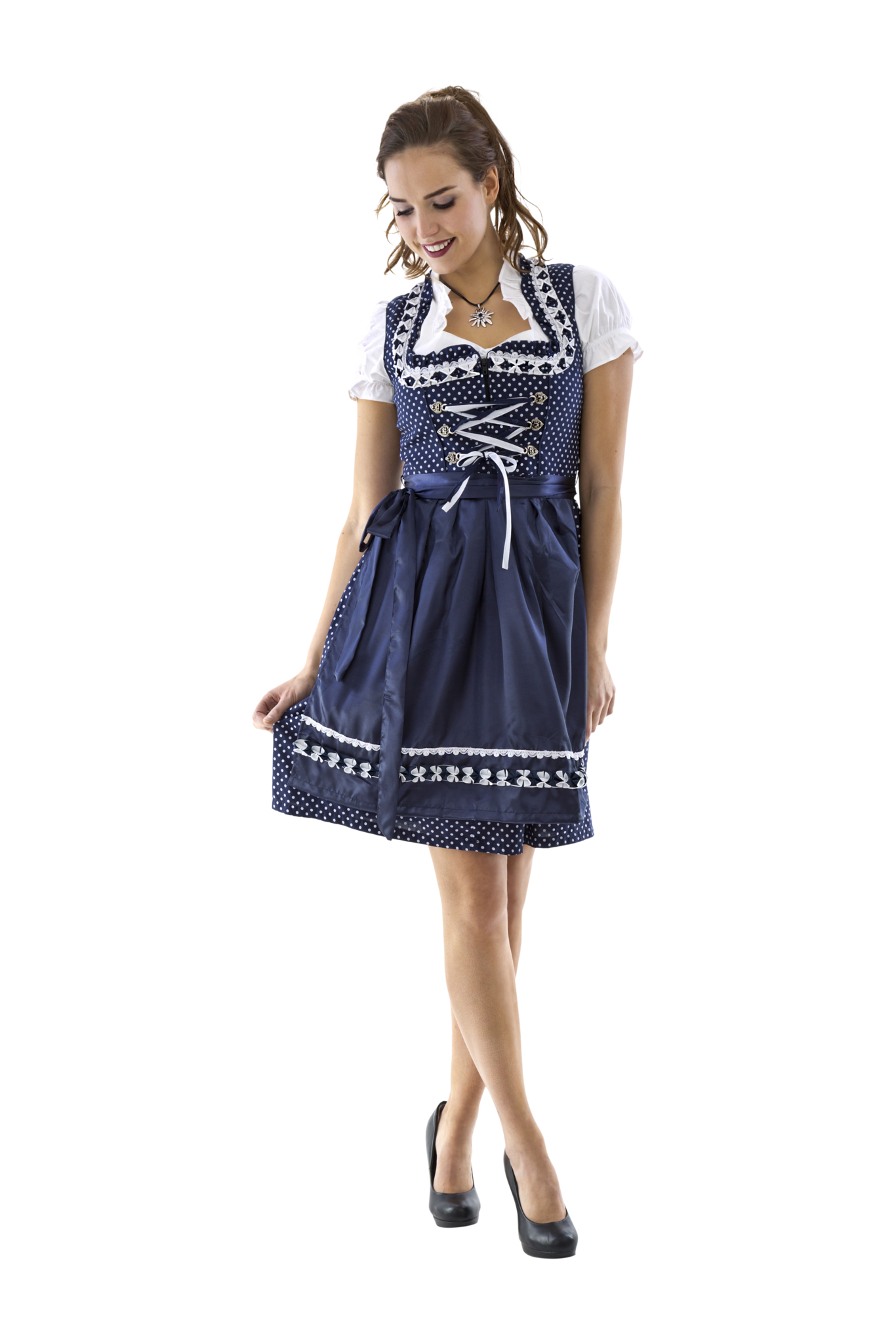 Wit Blauwe Dirndl Jurk Oktoberfest Dames