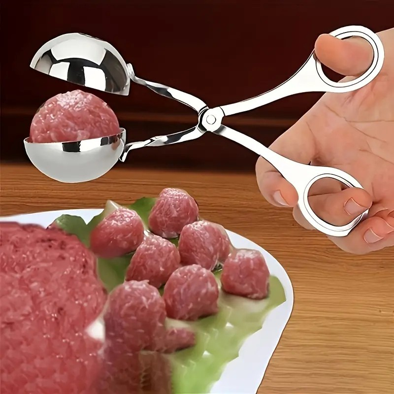 (Ø35mm) Edelstahl Hackfleisch Bällchen Maker DIY Falafel Löffel Frikadellen Kugel Former - Silber