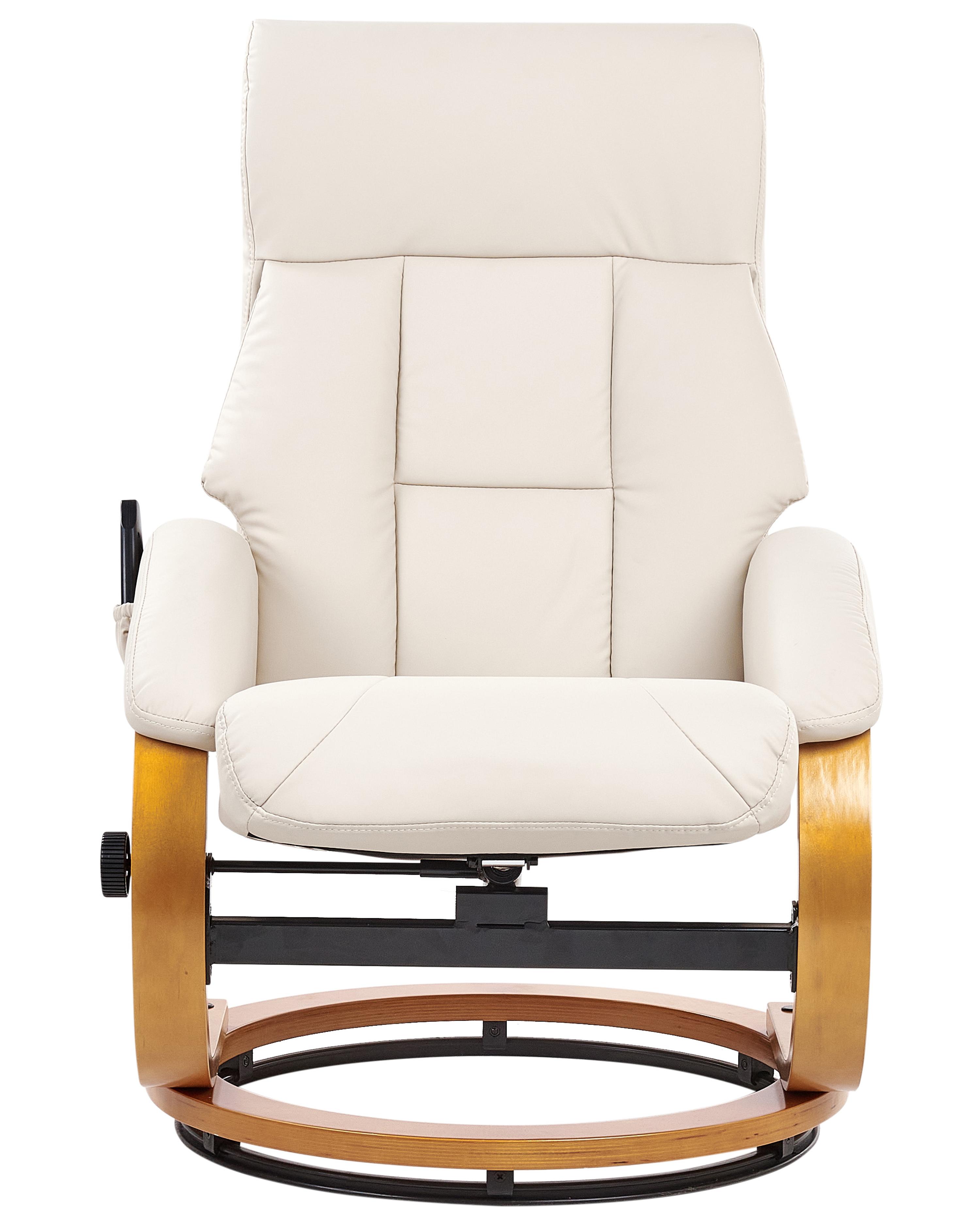 Massagestoel FORCE met voetenbank Kunstleer Lichtbeige
