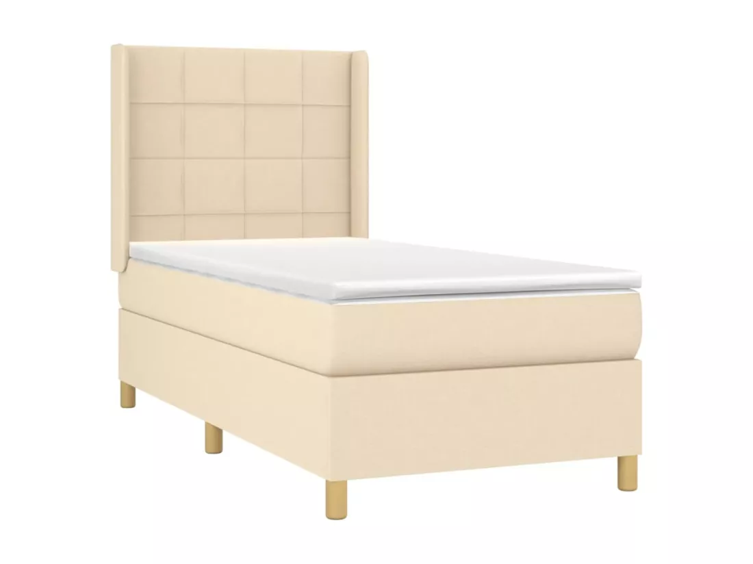 Sommier tapissier avec matelas et LED Crème 80x200cm Tissu