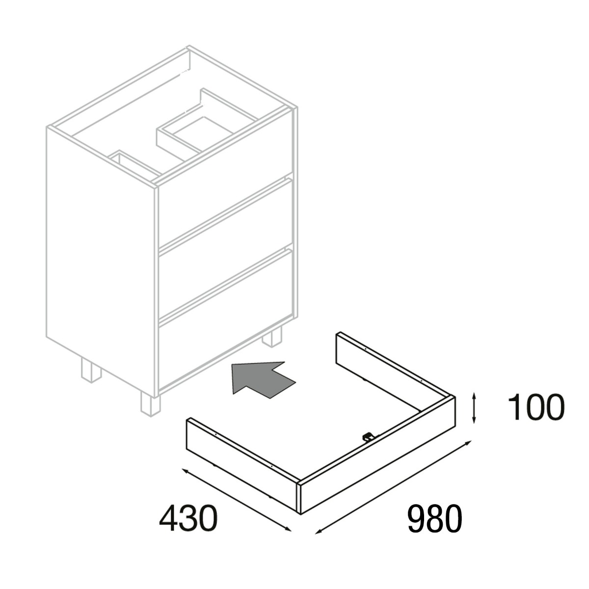 Muebles plint voor badkamermeubel 100cm wit hoogglans