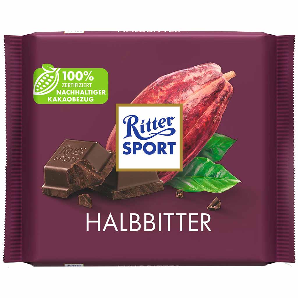 Ritter Sport Tafelschokolade Halbbitter 100g MHD:30.10.25