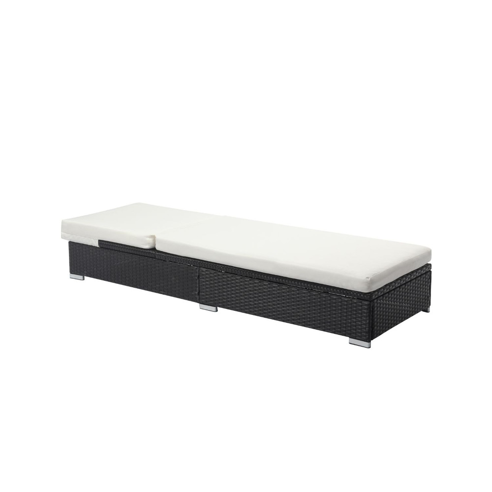 Sunny : lot de 2 bains de soleil en résine tressée noir et matelas blanc