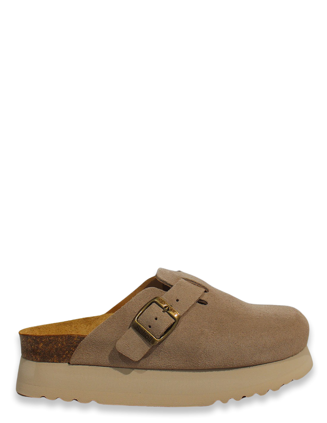 scholl Sabots Compensées Femme Justine Daim Beige