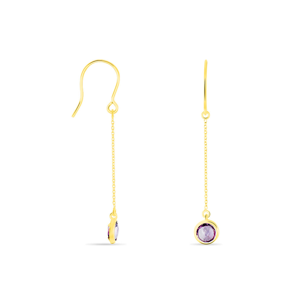 Boucles D'oreilles Pendantes Arenale Or Jaune Amethyste