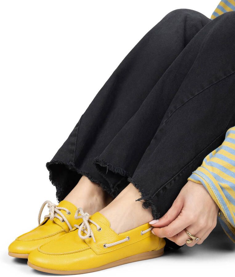 PS Poelman Callie leren bootschoenen geel